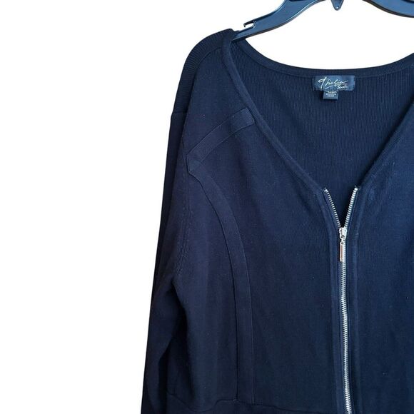 Thalia Sodi Cardigan Womens XL Black Zipper Accent Stretch Long Sleeve Sweater - Picture 3 of 8